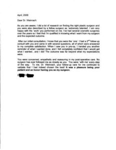 Facelift testimonial letter