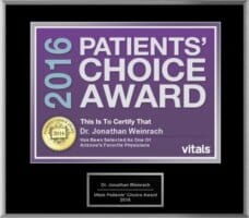 Dr. Weinrach's patients' choice award in 2016