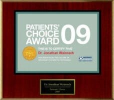 Dr. Weinrach's patients' choice award 2009